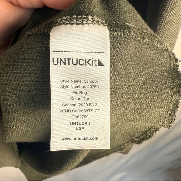 UNTUCKit Men's Dark Olive Long Sleeve Henley, waffle knit, 3 button placket - Picture 5 of 9